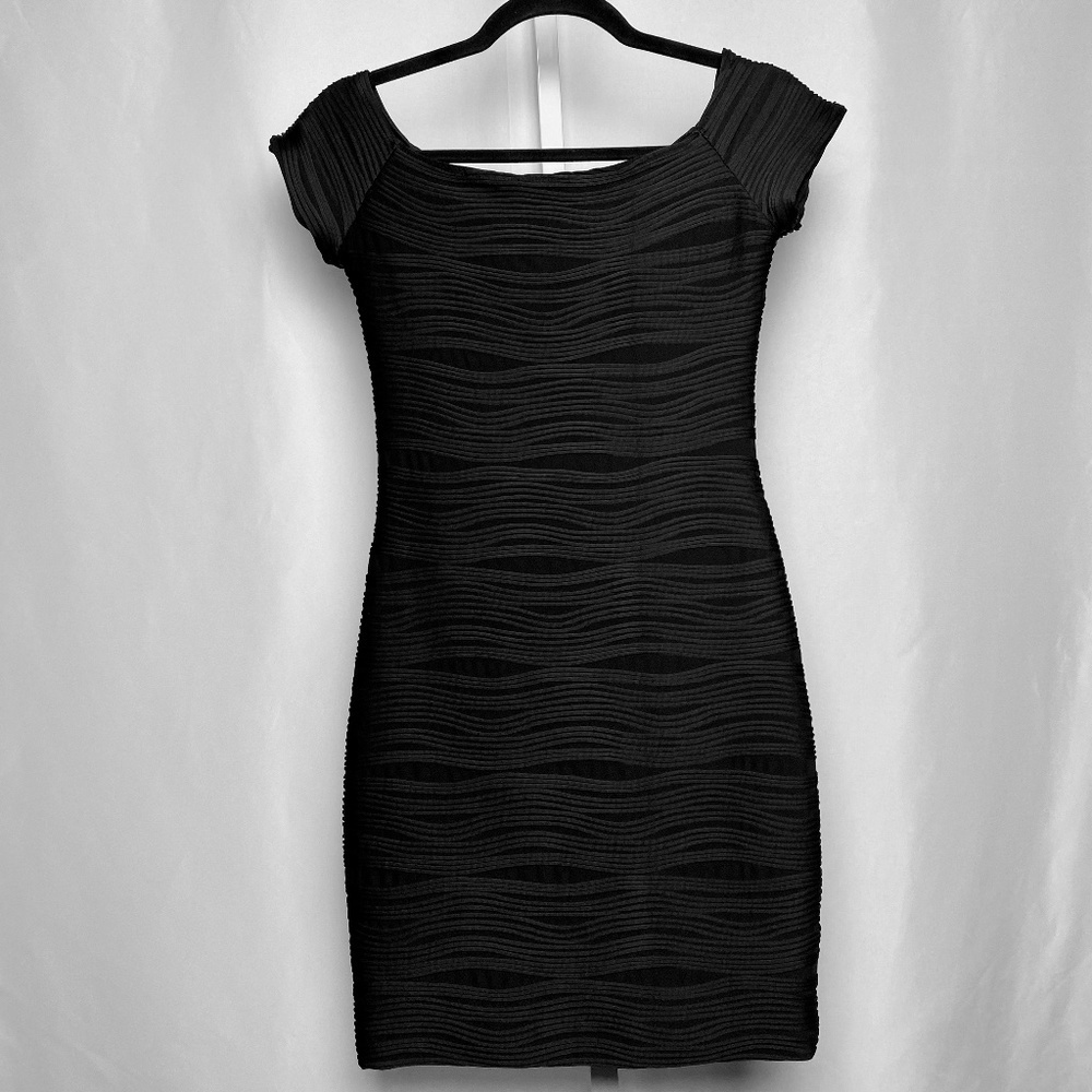 Y2K Wet Seal Bandage Dress Black Textured Body Con Little Black Dress Medium